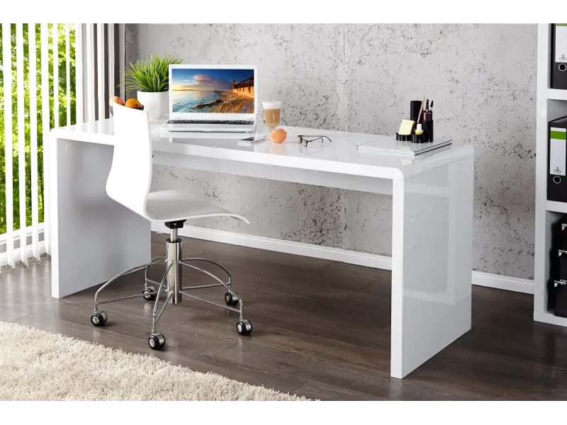 Bureau professionnel 140cm design en MDF coloris blanc
