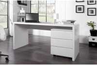 Bureau design 160x75 cm en bois teinté blanc laqué