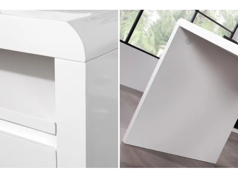 Bureau design 160x75 cm en bois teinté blanc laqué