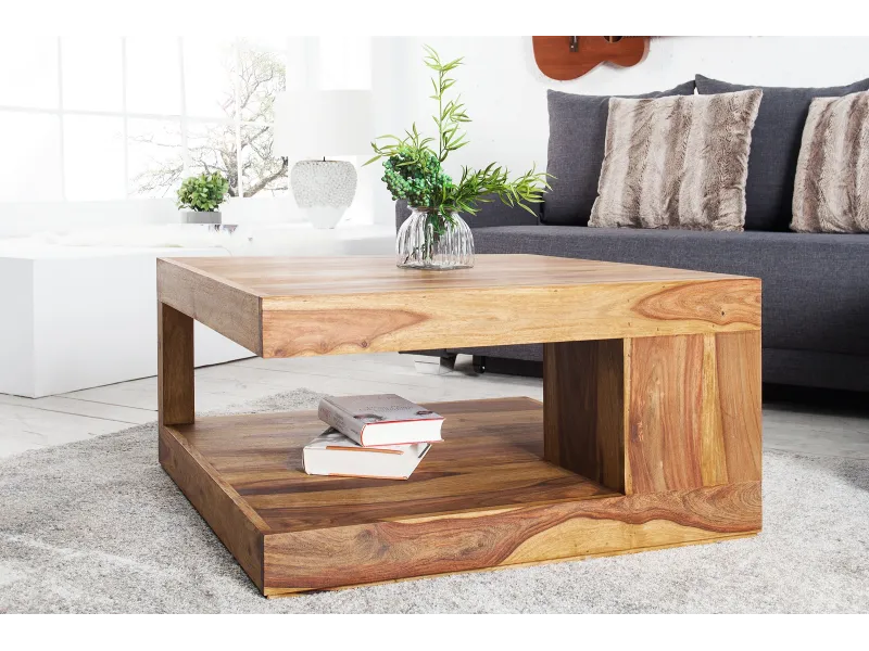 Table basse en bois massif 80 cm