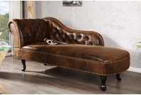 Méridienne design Chesterfield teinté marron antique