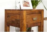 Table de chevet avec rangement et tiroir en bois massif