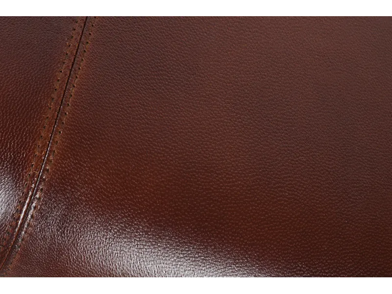 Banc 120 cm design en cuir marron avec piètement en bois massif