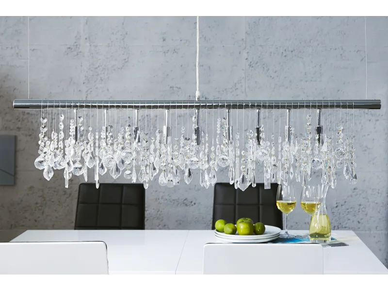 Lampe suspendue contemporaine horizontal en cristaux à 9 lampes