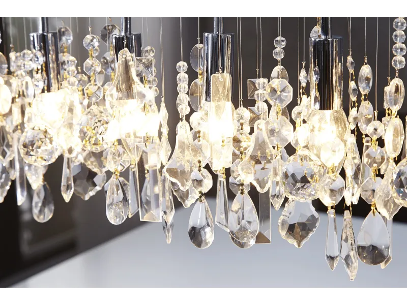 Lampe suspendue contemporaine horizontal en cristaux à 9 lampes