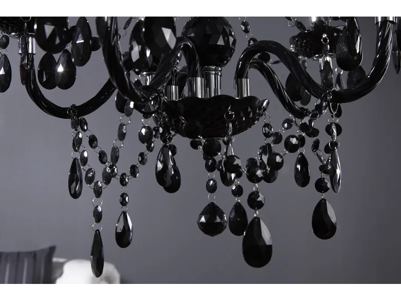 Lustre à suspension 5 branches en acrylique noir