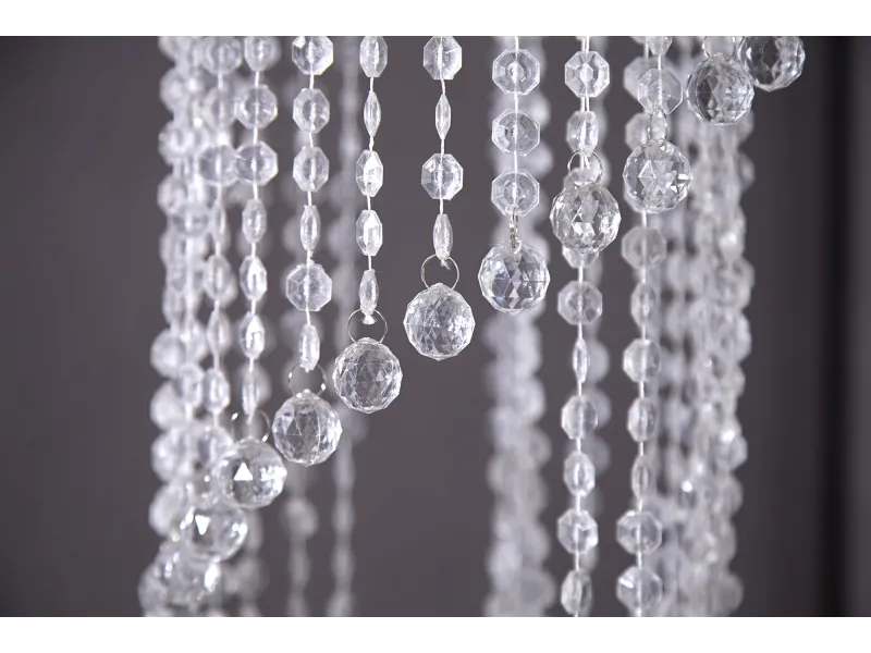 Long lustre transparent suspendue avec anneaux