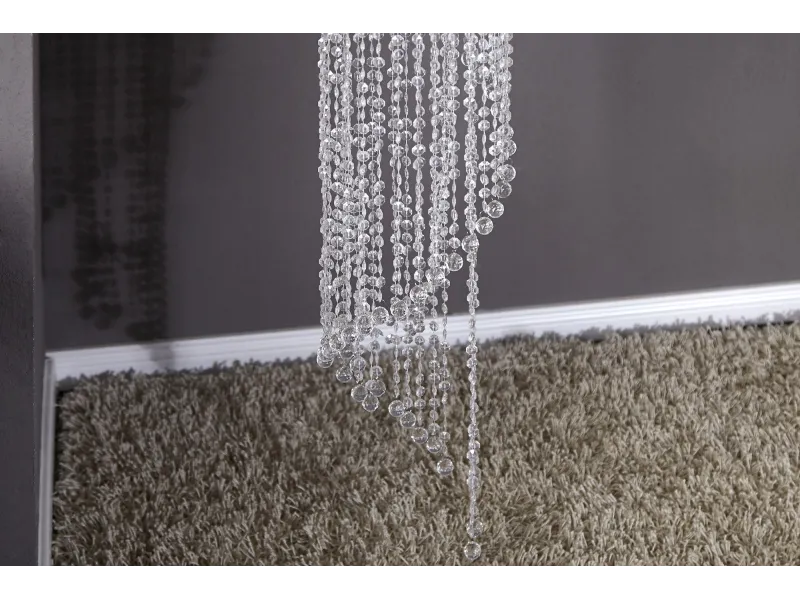 Long lustre transparent suspendue avec anneaux