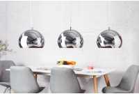 Lampe suspendue à 3 boules en métal chromé