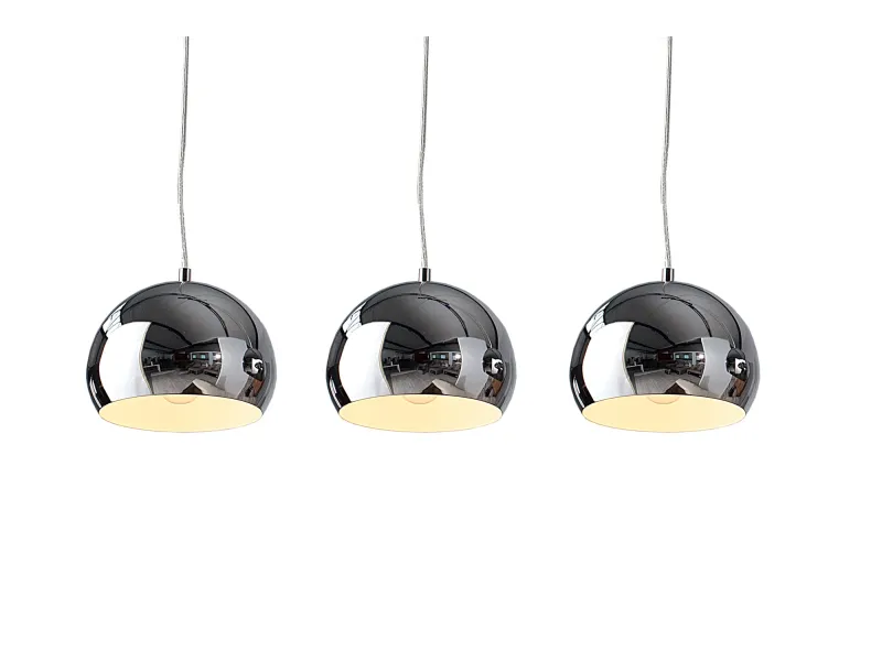 Lampe suspendue à 3 boules en métal chromé