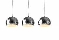 Lampe suspendue à 3 boules en métal chromé