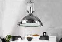Lampe suspendue 45 cm design industriel en métal chromé