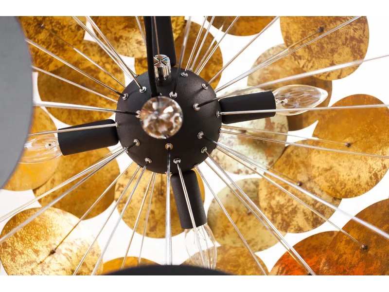 Lampe suspendue de design boule en métal coloris doré et noir