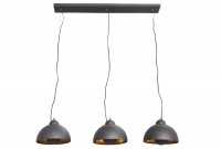 Barre de 3 lampes suspendues 20 cm hémisphéres coloris noir et doré
