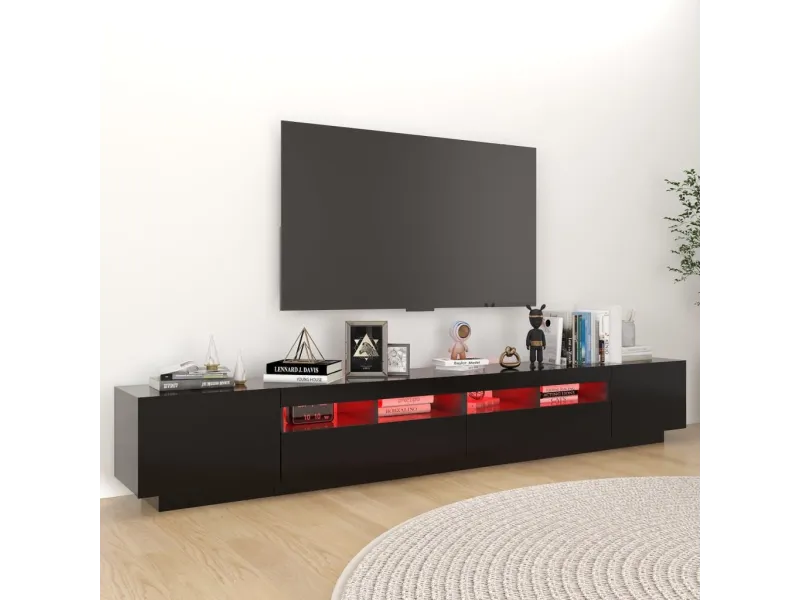 Meuble TV avec lumières LED Noir 260x35x40 cm