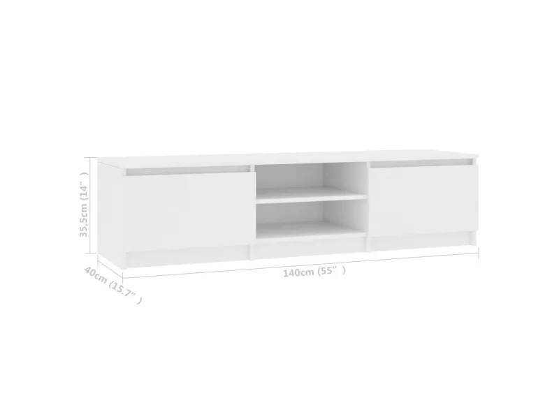 Meuble TV Blanc 140x40x35,5 cm 