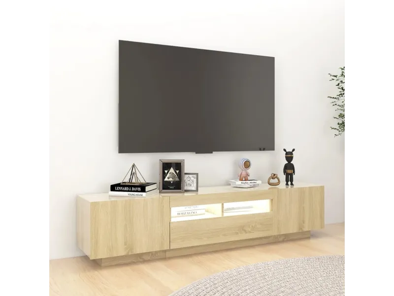 Meuble TV avec lumières LED Chêne sonoma 180x35x40 cm