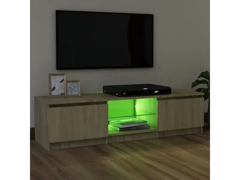 Meuble TV avec lumières LED chêne sonoma 120x30x35,5 cm