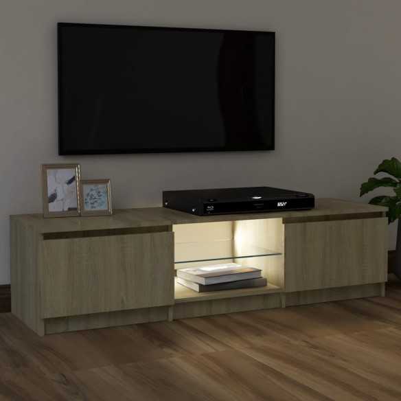 Meuble TV avec lumières LED chêne sonoma 120x30x35,5 cm