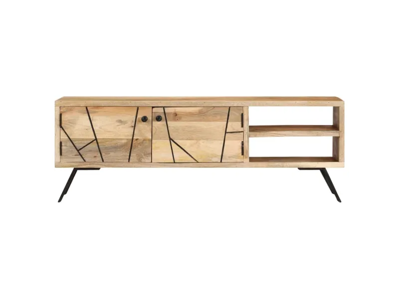 Meuble TV 110x30x40 cm Bois massif de manguier
