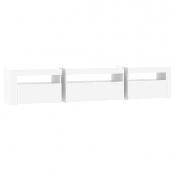 Meuble TV avec lumières LED Blanc 195x35x40 cm