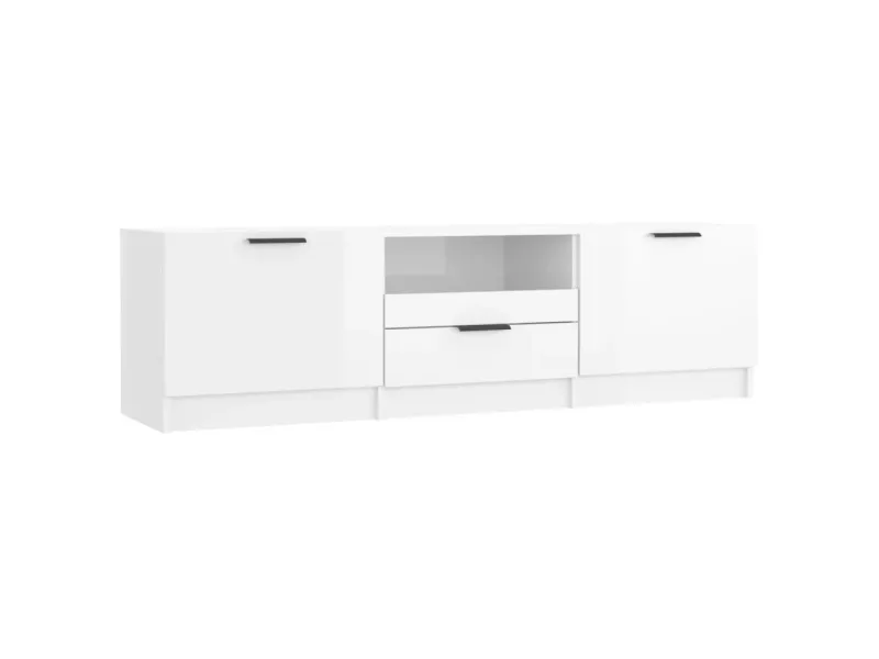 Meuble TV Blanc brillant 140x35x40 cm 