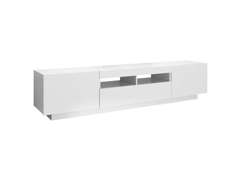 Meuble TV avec lumières LED Blanc 180x35x40 cm