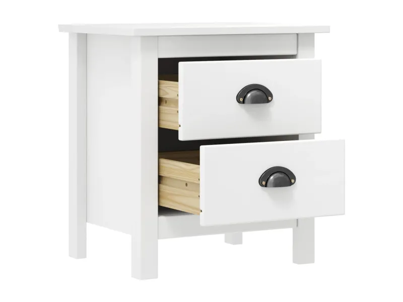 Tables de chevet Hill 2 pcs Blanc 46x35x49,5 cm Bois pin solide