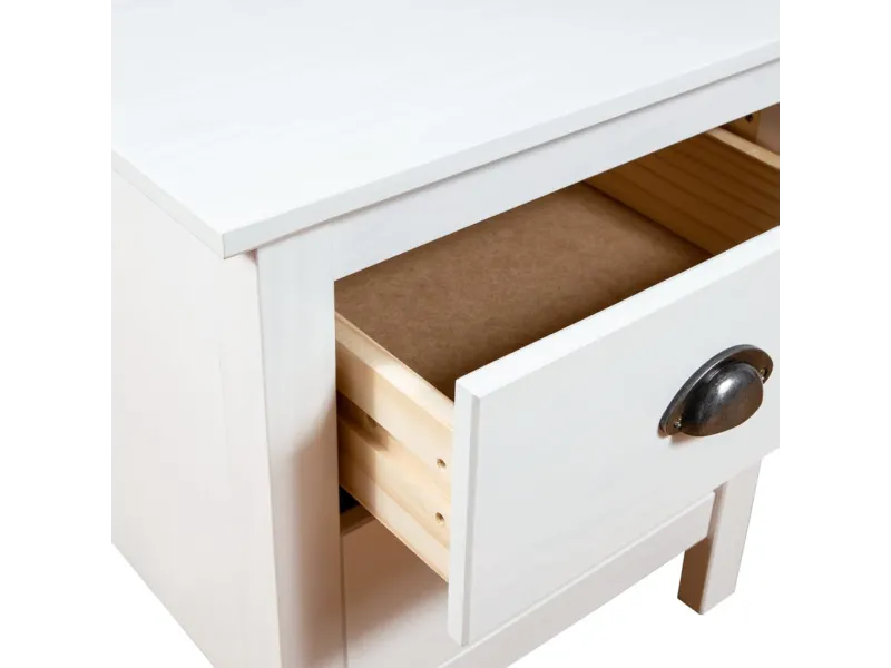 Tables de chevet Hill 2 pcs Blanc 46x35x49,5 cm Bois pin solide