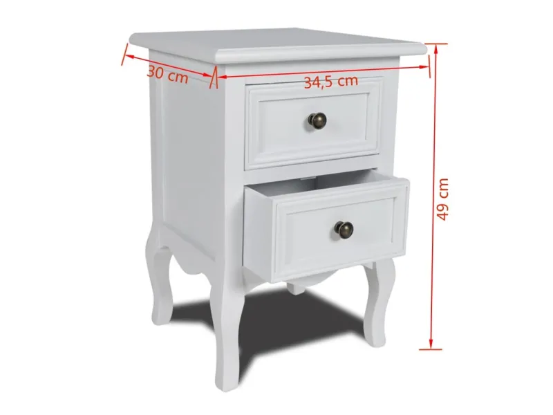 Table de chevet 2 pcs avec 2 tiroirs MDF Blanc
