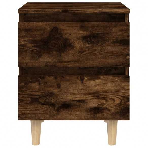 Tables de chevet et pieds en bois 2 pcs Chêne fumé 40x35x50 cm