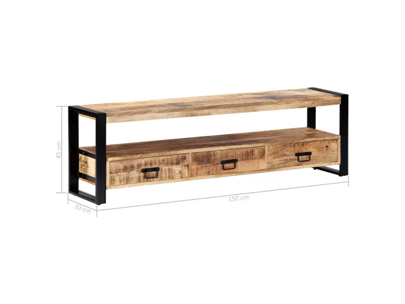 Meuble TV 150x30x45 cm Bois solide de manguier