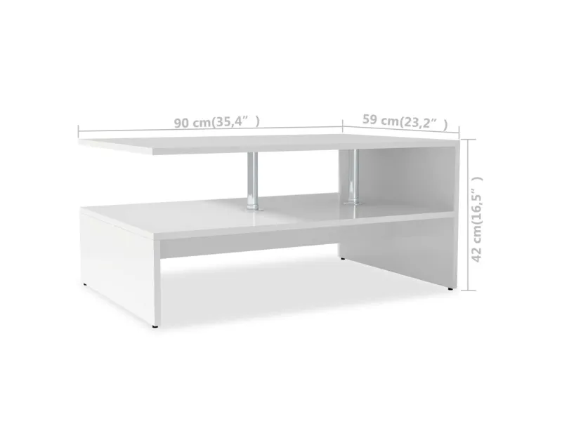 Table basse  90x59x42 cm Blanc