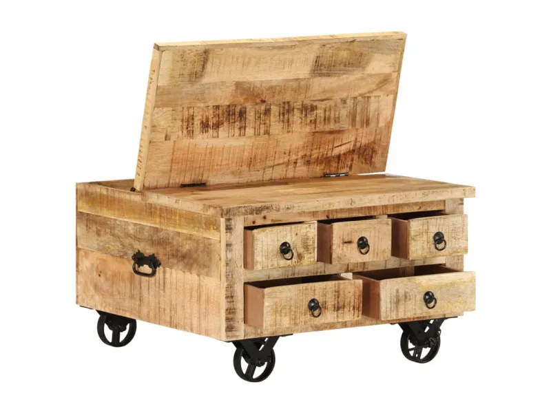 Table basse Bois de manguier brut 70 x 70 x 40 cm