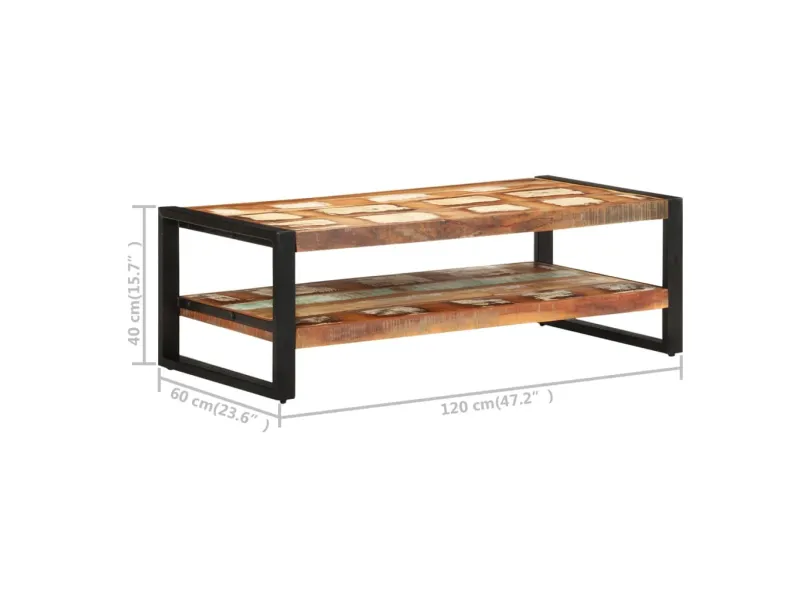 Table basse 120x60x40 cm Bois de récupération solide