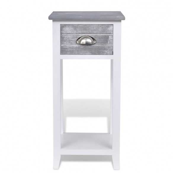 Table de chevet avec 1 tiroir Gris et blanc