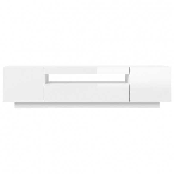 Meuble TV avec lumières LED blanc brillant 160x35x40 cm
