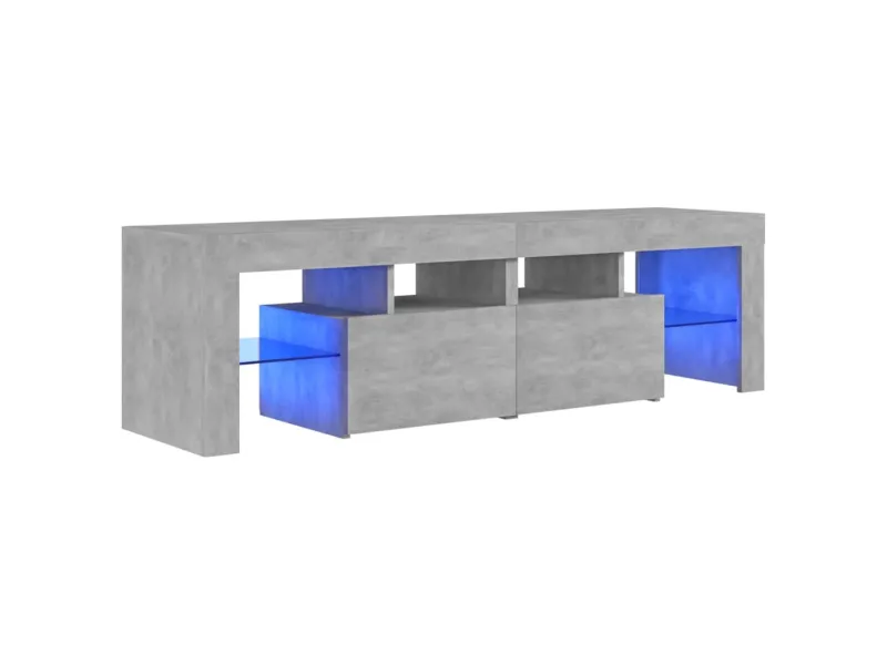 Meuble TV avec lumières LED Gris béton 140x36,5x40 cm