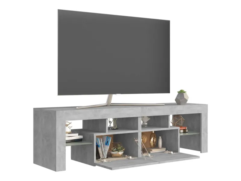 Meuble TV avec lumières LED Gris béton 140x36,5x40 cm