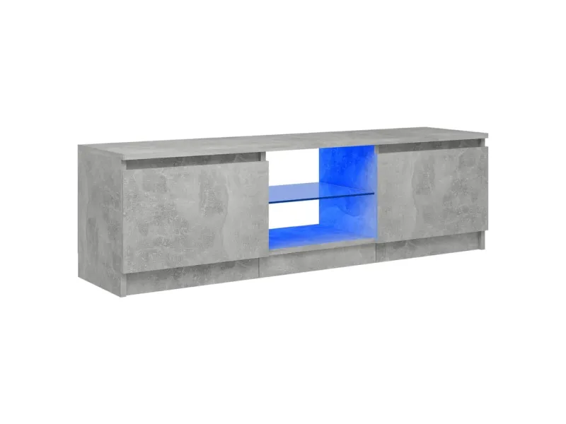 Meuble TV avec lumières LED gris béton 120x30x35,5 cm