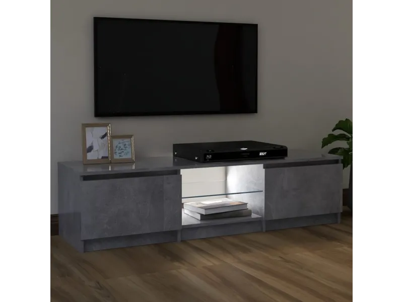 Meuble TV avec lumières LED gris béton 120x30x35,5 cm