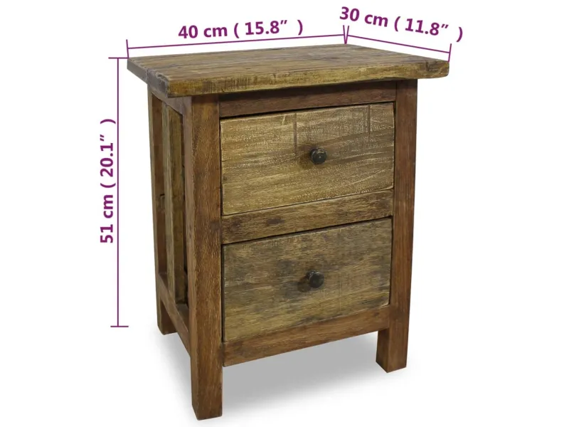 Table de chevet Bois de récupération massif 40 x 30 x 51 cm