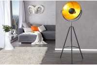 Lampadaire trépied 160 cm en acier inoxydable coloris noir et or