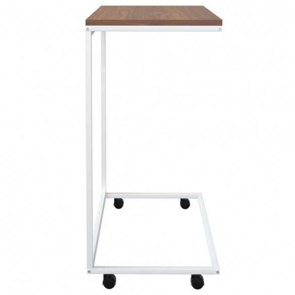 Table d'appoint avec roues Blanc 55x35x70 cm 