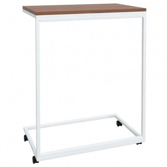 Table d'appoint avec roues Blanc 55x35x70 cm 