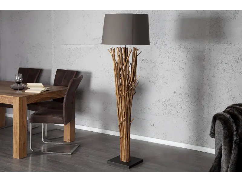 Lampadaire 175 cm en bois flotté coloris marron