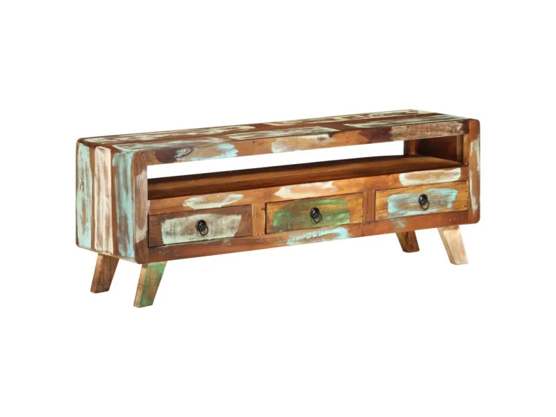 Meuble TV Multicolore 110x30x40 cm Bois massif de récupération