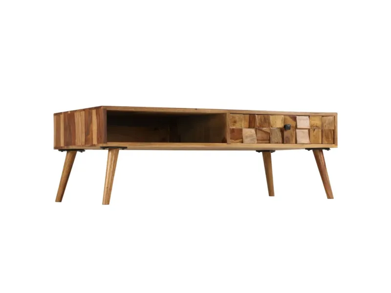 Table basse Bois Sesham massif avec finition miel 110x50x37 cm