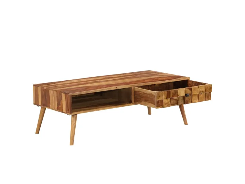 Table basse Bois Sesham massif avec finition miel 110x50x37 cm
