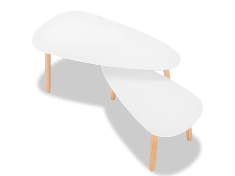 Ensemble de tables basses 2 pcs Bois de pin massif Blanc